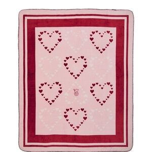 Victoria Secret Pink and Red Heart Blanket